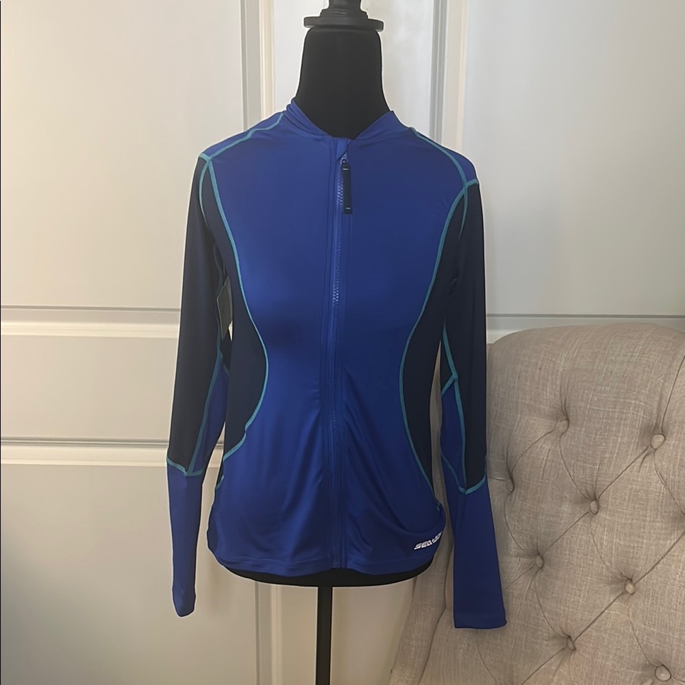 Blue Long Sleeve Swim Top